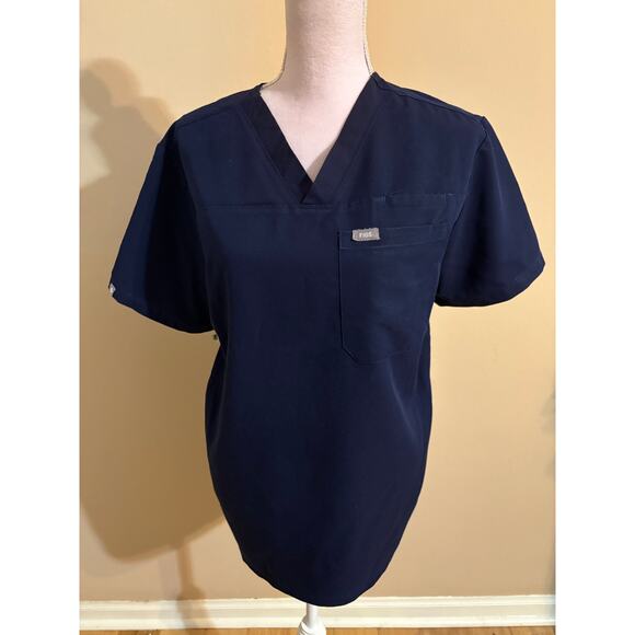 FIGS Technical Collection V Neck Scrub Navy Blue Top Sz M - Picture 2 of 6